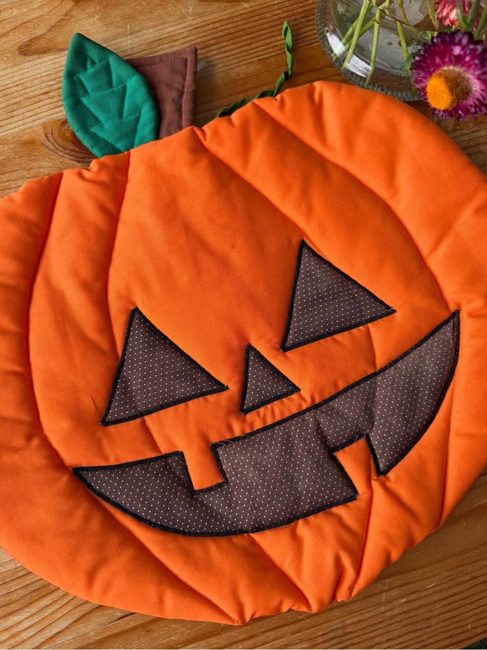 Vintage Jack-O-Lantern Quilted Pumpkin Decor
